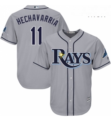 Mens Majestic Tampa Bay Rays 11 Adeiny Hechavarria Replica Grey Road Cool Base MLB Jersey 