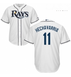 Mens Majestic Tampa Bay Rays 11 Adeiny Hechavarria Replica White Home Cool Base MLB Jersey 