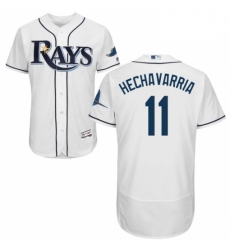 Mens Majestic Tampa Bay Rays 11 Adeiny Hechavarria White Flexbase Authentic Collection MLB Jersey