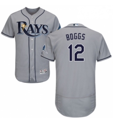 Mens Majestic Tampa Bay Rays 12 Wade Boggs Grey Road Flex Base Authentic Collection MLB Jersey