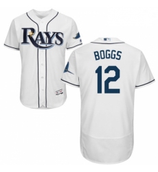Mens Majestic Tampa Bay Rays 12 Wade Boggs Home White Flexbase Authentic Collection MLB Jersey
