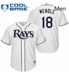 Mens Majestic Tampa Bay Rays 18 Joey Wendle Replica White Home Cool Base MLB Jersey 