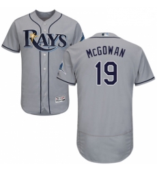 Mens Majestic Tampa Bay Rays 19 Dustin McGowan Grey Road Flex Base Authentic Collection MLB Jersey