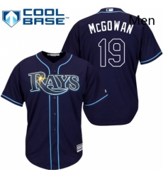 Mens Majestic Tampa Bay Rays 19 Dustin McGowan Replica Navy Blue Alternate Cool Base MLB Jersey 