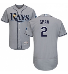 Mens Majestic Tampa Bay Rays 2 Denard Span Grey Road Flex Base Authentic Collection MLB Jersey