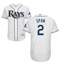 Mens Majestic Tampa Bay Rays 2 Denard Span White Home Flex Base Authentic Collection MLB Jersey