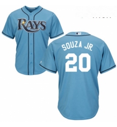 Mens Majestic Tampa Bay Rays 20 Steven Souza Replica Light Blue Alternate 2 Cool Base MLB Jersey