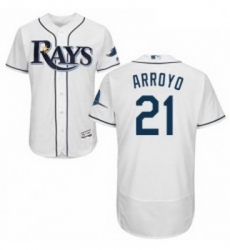 Mens Majestic Tampa Bay Rays 21 Christian Arroyo Home White Home Flex Base Authentic Collection MLB Jersey 