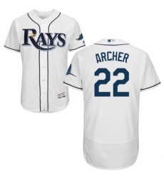 Mens Majestic Tampa Bay Rays 22 Chris Archer Home White Flexbase Authentic Collection MLB Jersey