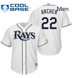 Mens Majestic Tampa Bay Rays 22 Chris Archer Replica White Home Cool Base MLB Jersey