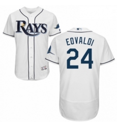 Mens Majestic Tampa Bay Rays 24 Nathan Eovaldi Home White Home Flex Base Authentic Collection MLB Jersey