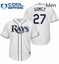 Mens Majestic Tampa Bay Rays 27 Carlos Gomez Replica White Home Cool Base MLB Jersey 