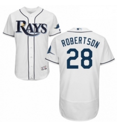 Mens Majestic Tampa Bay Rays 28 Daniel Robertson Home White Home Flex Base Authentic Collection MLB Jersey 