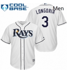 Mens Majestic Tampa Bay Rays 3 Evan Longoria Replica White Home Cool Base MLB Jersey