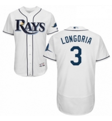 Mens Majestic Tampa Bay Rays 3 Evan Longoria White Home Flex Base Authentic Collection MLB Jersey