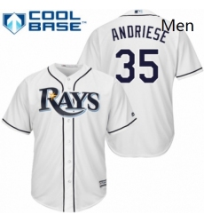 Mens Majestic Tampa Bay Rays 35 Matt Andriese Replica White Home Cool Base MLB Jersey 