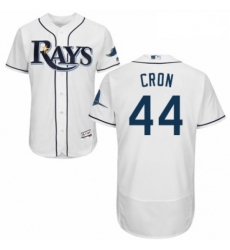 Mens Majestic Tampa Bay Rays 44 C J Cron Home White Home Flex Base Authentic Collection MLB Jersey