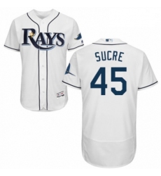 Mens Majestic Tampa Bay Rays 45 Jesus Sucre Home White Home Flex Base Authentic Collection MLB Jersey