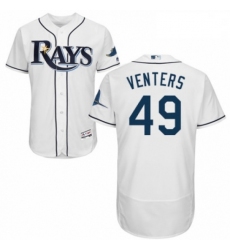 Mens Majestic Tampa Bay Rays 49 Jonny Venters Home White Home Flex Base Authentic Collection MLB Jersey