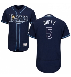 Mens Majestic Tampa Bay Rays 5 Matt Duffy Navy Blue Flexbase Authentic Collection MLB Jersey