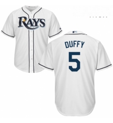 Mens Majestic Tampa Bay Rays 5 Matt Duffy Replica White Home Cool Base MLB Jersey