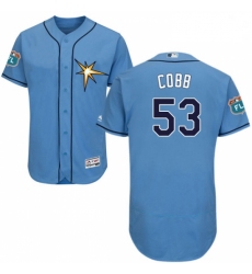 Mens Majestic Tampa Bay Rays 53 Alex Cobb Light Blue Flexbase Authentic Collection MLB Jersey