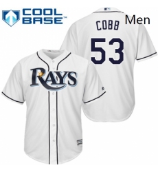 Mens Majestic Tampa Bay Rays 53 Alex Cobb Replica White Home Cool Base MLB Jersey