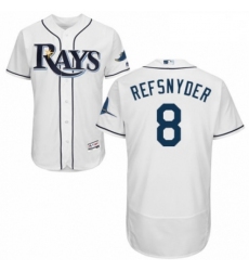Mens Majestic Tampa Bay Rays 8 Rob Refsnyder Home White Home Flex Base Authentic Collection MLB Jersey