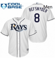 Mens Majestic Tampa Bay Rays 8 Rob Refsnyder Replica White Home Cool Base MLB Jersey 