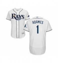 Mens Tampa Bay Rays 1 Willy Adames Home White Home Flex Base Authentic Collection Baseball Jersey