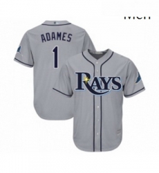 Mens Tampa Bay Rays 1 Willy Adames Replica Grey Road Cool Base Baseball Jersey 