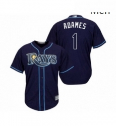 Mens Tampa Bay Rays 1 Willy Adames Replica Navy Blue Alternate Cool Base Baseball Jersey 