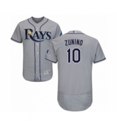 Men's Tampa Bay Rays #10 Mike Zunino Grey Road Flex Base Authentic Collection Baseball Player Jersey