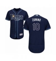 Men's Tampa Bay Rays #10 Mike Zunino Navy Blue Alternate Flex Base Authentic Collection Baseball Player Jersey