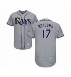 Mens Tampa Bay Rays 17 Austin Meadows Grey Road Flex Base Authentic Collection Baseball Jersey