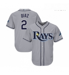 Mens Tampa Bay Rays 2 Yandy Diaz Replica Grey Road Cool Base Baseball Jersey 