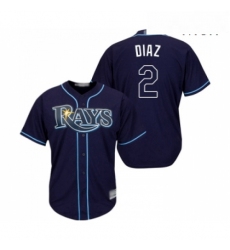 Mens Tampa Bay Rays 2 Yandy Diaz Replica Navy Blue Alternate Cool Base Baseball Jersey 