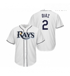 Mens Tampa Bay Rays 2 Yandy Diaz Replica White Home Cool Base Baseball Jersey 