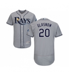 Mens Tampa Bay Rays 20 Tyler Glasnow Grey Road Flex Base Authentic Collection Baseball Jersey