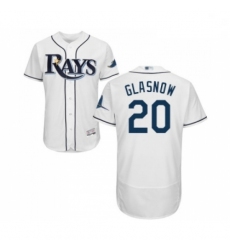 Mens Tampa Bay Rays 20 Tyler Glasnow Home White Home Flex Base Authentic Collection Baseball Jersey