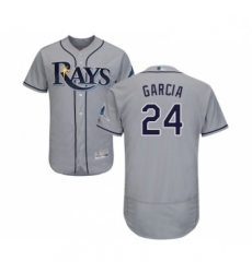 Mens Tampa Bay Rays 24 Avisail Garcia Grey Road Flex Base Authentic Collection Baseball Jersey