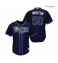 Mens Tampa Bay Rays 50 Charlie Morton Replica Navy Blue Alternate Cool Base Baseball Jersey 