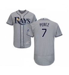 Mens Tampa Bay Rays 7 Michael Perez Grey Road Flex Base Authentic Collection Baseball Jersey