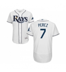 Mens Tampa Bay Rays 7 Michael Perez Home White Home Flex Base Authentic Collection Baseball Jersey