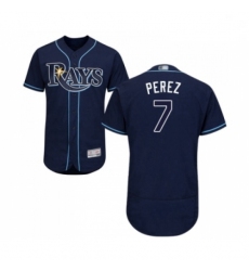 Mens Tampa Bay Rays 7 Michael Perez Navy Blue Alternate Flex Base Authentic Collection Baseball Jersey