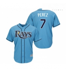 Mens Tampa Bay Rays 7 Michael Perez Replica Light Blue Alternate 2 Cool Base Baseball Jersey 