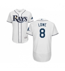 Mens Tampa Bay Rays 8 Brandon Lowe Home White Home Flex Base Authentic Collection Baseball Jersey