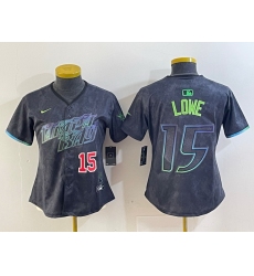 Women Tampa Bay Rays 15 Josh Lowe Charcoal 2024 City Connect Limited Stitched Baseball Jersey 2