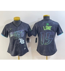 Women Tampa Bay Rays 15 Josh Lowe Charcoal 2024 City Connect Limited Stitched Baseball Jersey 3