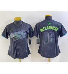 Women Tampa Bay Rays 18 Shane McClanahan Charcoal 2024 City Connect Limited Stitched Baseball Jersey 2
